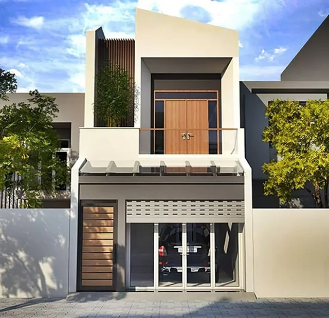 Mẫu thiết kế nhà 2 tầng 6x15m có gara để xe ô tô