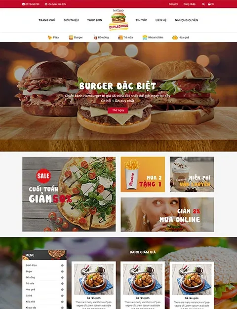 Giao diện website nhà hàng đẹp Dualeo Food đa chức năng